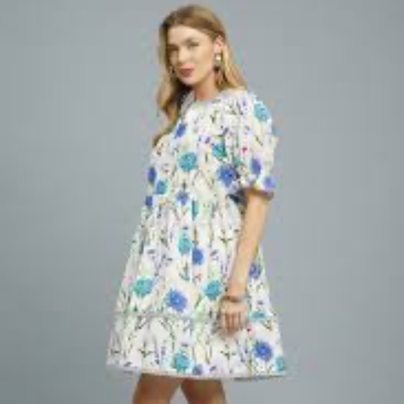 NWOT Umgee Floral Print Puff Sleeve Mini Dress - Picture 2 of 13